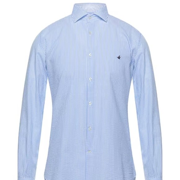 NWT 17" men's Brooksfield striped blue button down - Picture 1 of 8